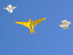 3 classic kites flying.